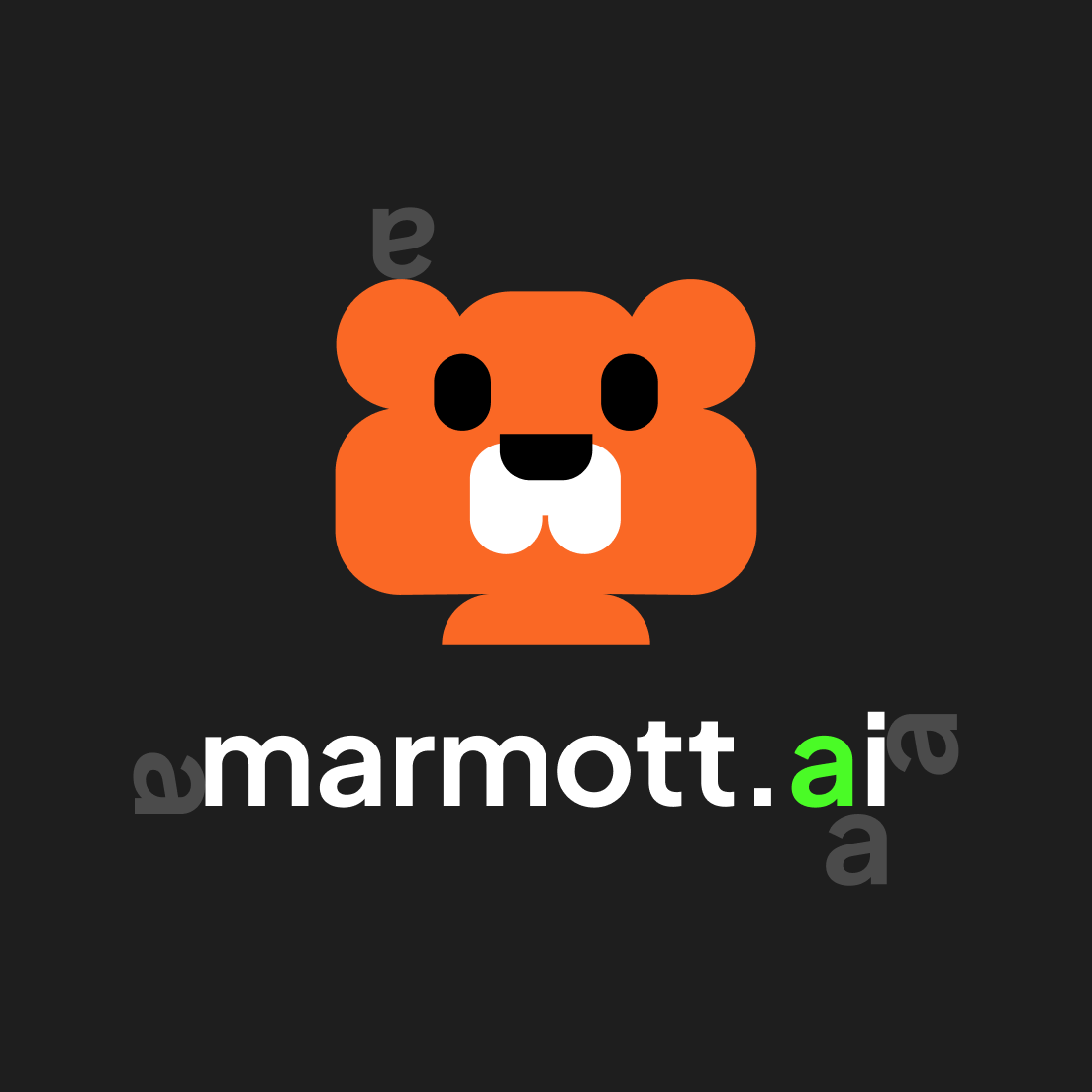 Logo vertical marmott.ai avec des lettres « a » grises qui marquent la zone sûre